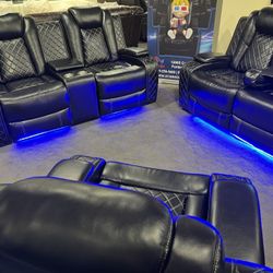 💥AMAZING PRICE💥 3pcs Leatherette Reclining Living Room Set W/LED Light‼️SEVERAL OPTIONS PAYMENT 