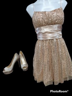 Gold Dress (Debbs) And Gold Shoes 
