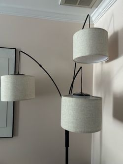 3-Head Arc Floor Lamp with Linen Shades