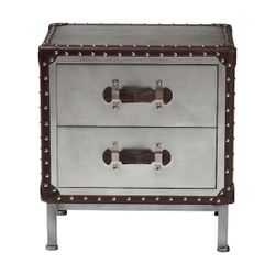 Silver And Brown Industrial Style Nail Head End Table - 2 Available