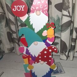 22" Festive Wooden Gnome Stack