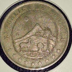 1918 Bolivia 10 Centavos Coin