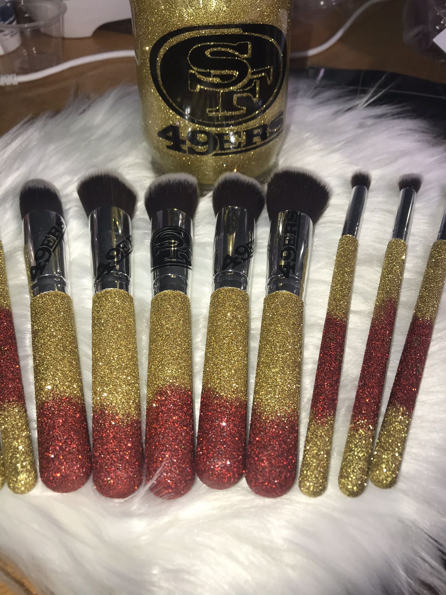Glitter makeup brushes