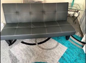 Modern Gray Faux Leather Futon