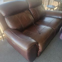 Leather sofa and two side tables