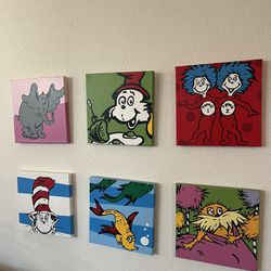 Kid’s Art Decorations 6 Piece Dr Seuss Set