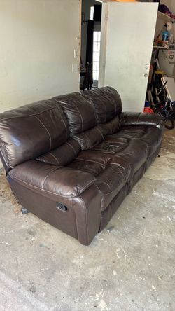 used  premium leather reclining sofa