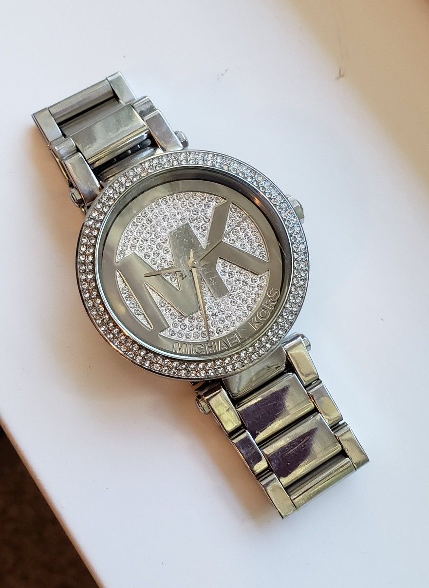 $90 OBO Michael Kors Parker Pavé Silver-Tone Watch.