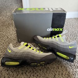 NIKE AIR MAX 95 OG SZ10.5 NEON rare Jordan Infrared Levis  6 Sample Retro 97 95 Union Fragment Solefly Stranger Things Off White 2 1 FOAMPOSITE 