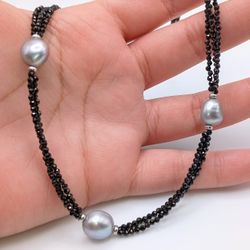 Black Choker Necklace Adjustable Pearl Jewelry