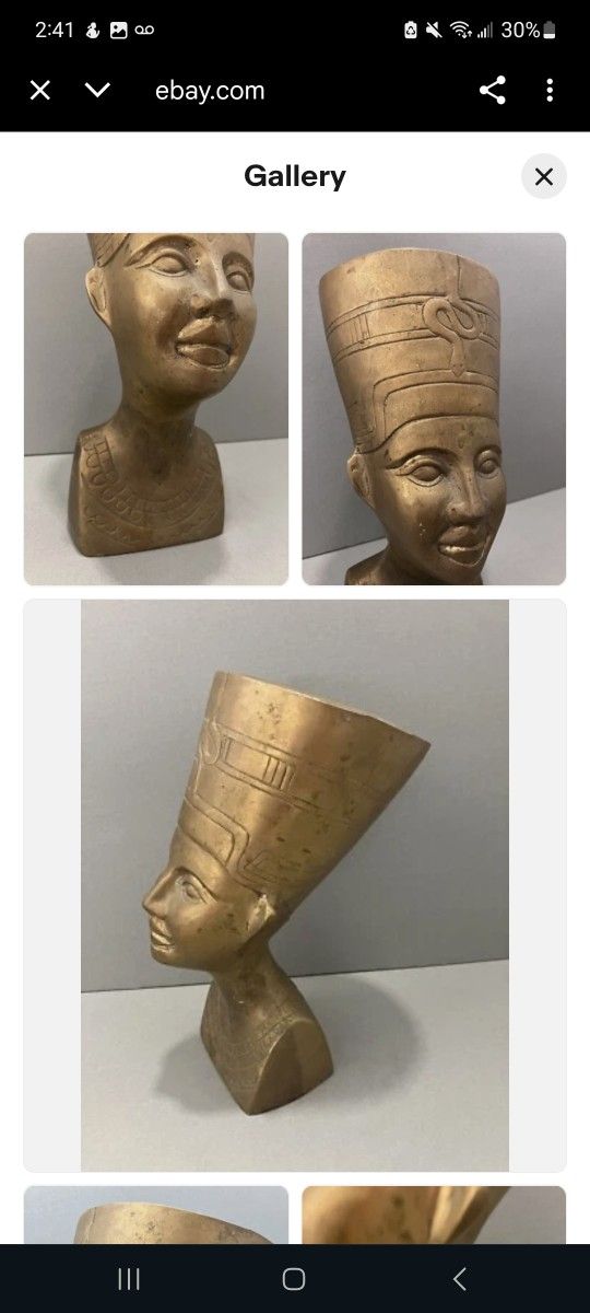 Queen Nefertiti Bust Bronze Brass Metal 11" Statue