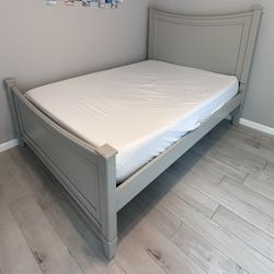 Grey Sleigh Full Size Bed With Matress