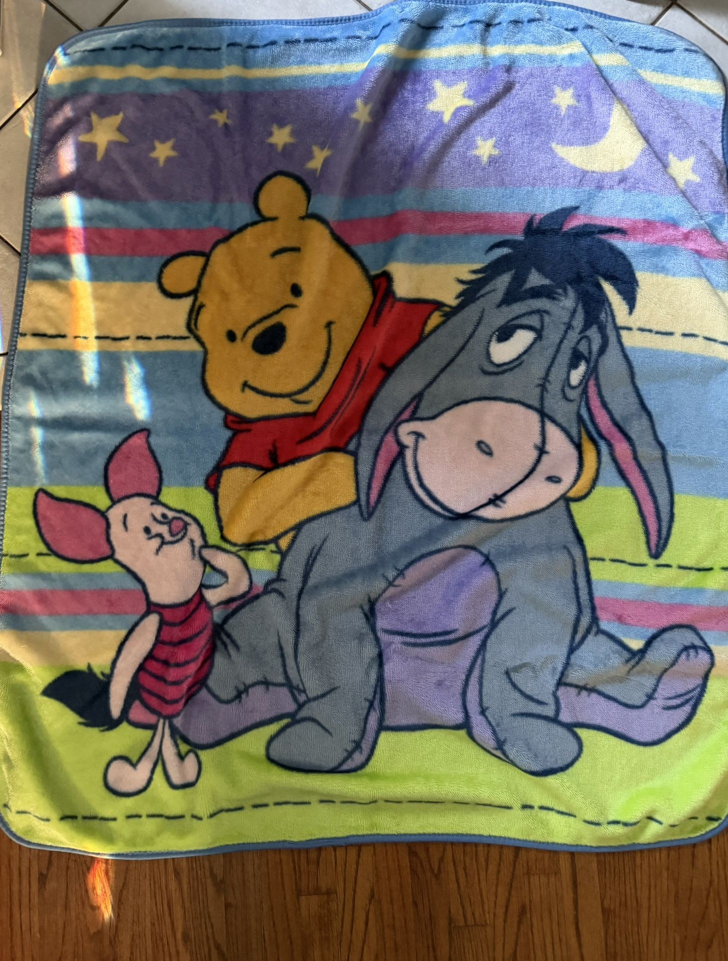 Vintage Pooh Eeyore Piglet Plush Baby Blanket Throw