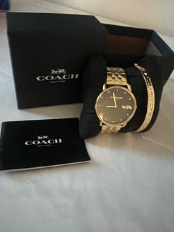 Coach Elliot Watch and Repeated C Hinged Bangle Set