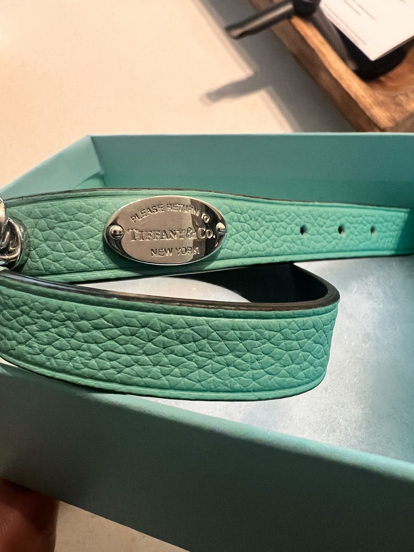 Tiffany & Co Leather Bracelet Blue Size Medium