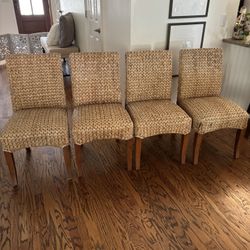 4 Pottery Barn Wicker  Dining Chairs $75 For  All 4