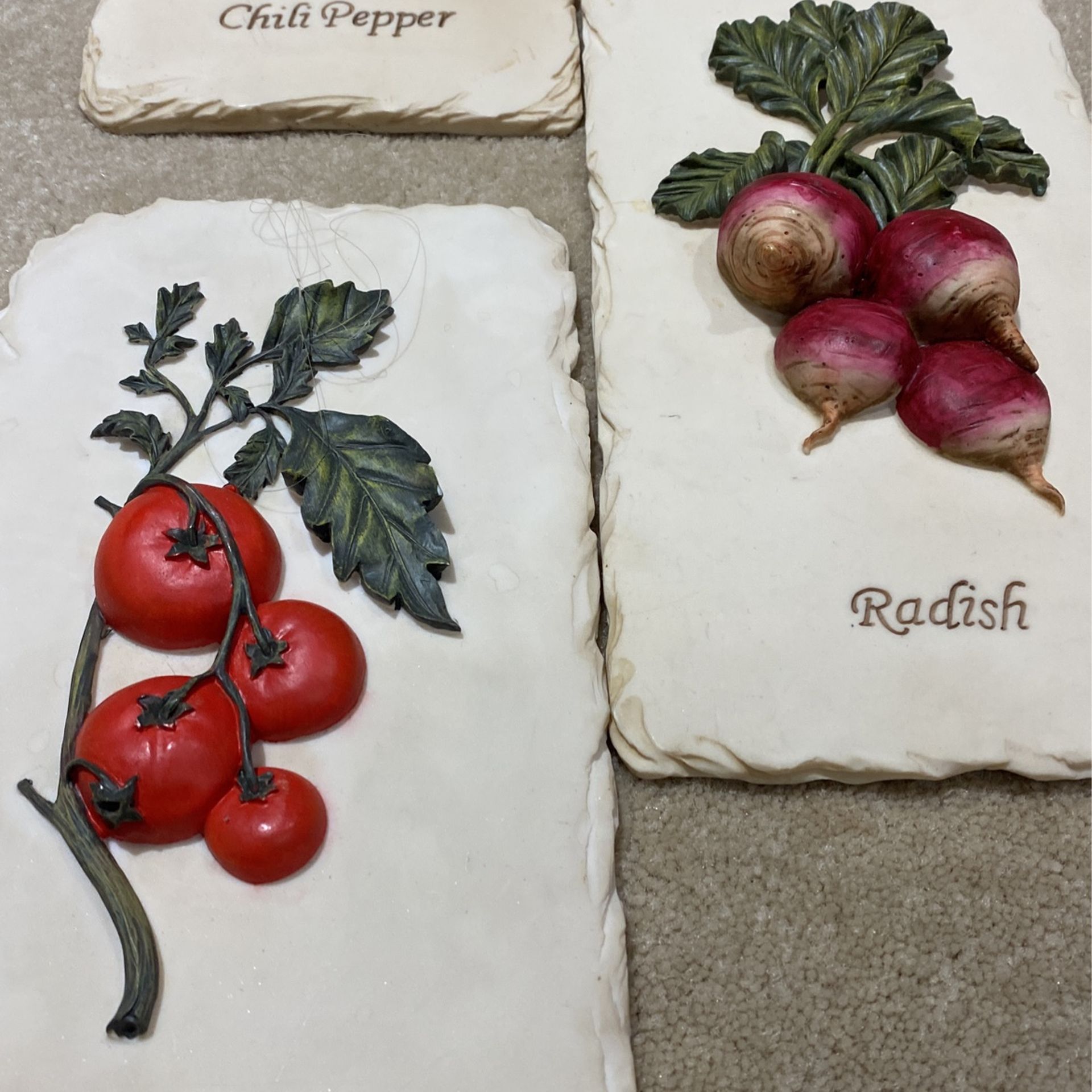 Individual Vegetable Tile Art - $10 Each