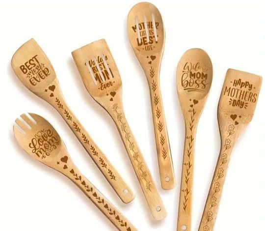 Mothers Day Bamboo Kitchen Spoons 