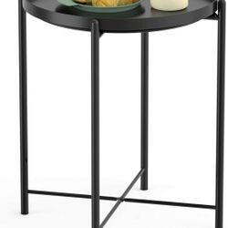 Yesker Side Table End Table Metal Small Table Anti-Rust and Waterproof Outdoor & Snack Bedside Table Sofa Side Snack Table Accent Coffee Table Living 