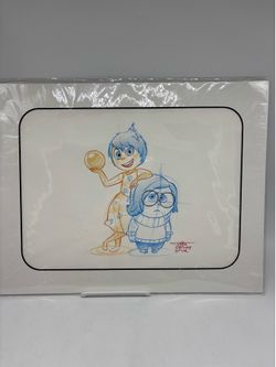 Disney Artist 11x14 Sketch Print Joy & Sadness Inside Out Pixar Jobias Signed