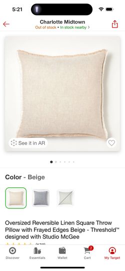Beige Linen Throw Pillow 