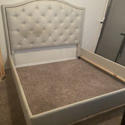 King Upholstered Bed Frame – Tufted Headboard – Complete – Priced to Sell