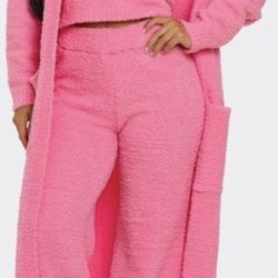 Three-Piece Womens Pink Cardigan Set – Various Sizes