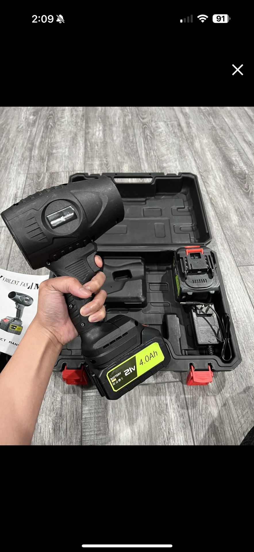 Leaf Blower Cordless- 21V Electric Handheld Leaf Blower with 2×4.0Ah Batteries & Fast Charger ! Brand New