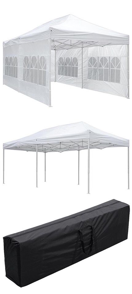 Brand New $210 Heavy-Duty 10x20 Ft Outdoor Ez Pop Up Party Tent Patio Canopy w/Bag & 6 Sidewalls, White