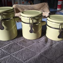Canister Set Ceramic. Light Green. MARKED DOWN!