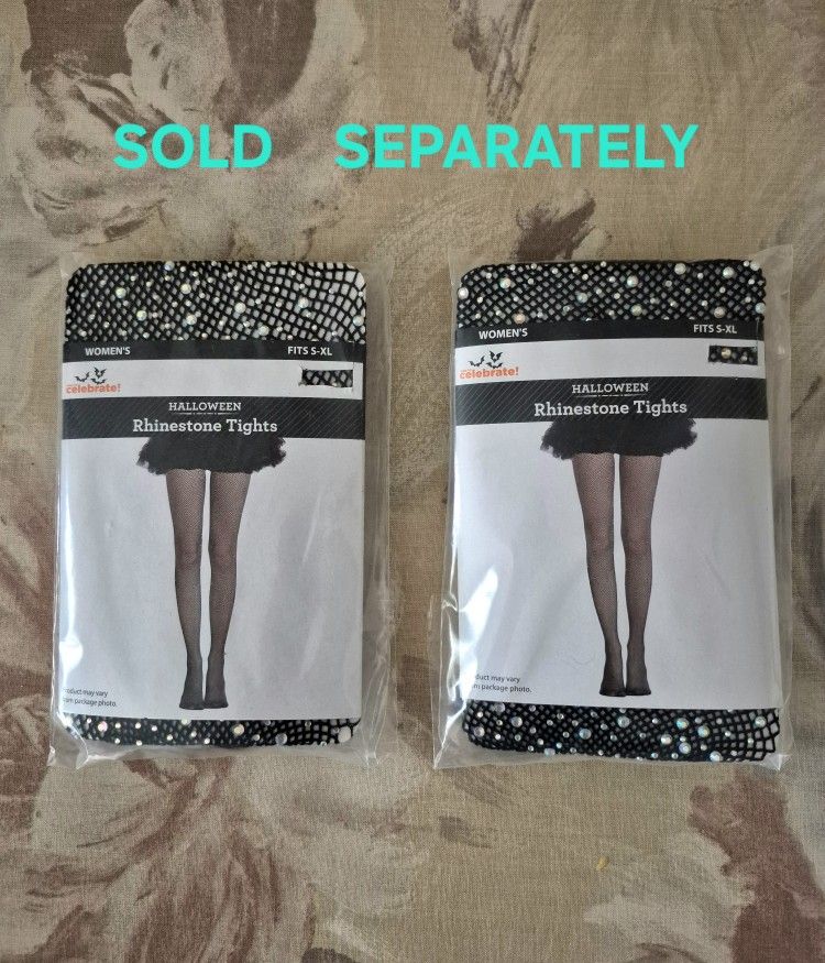New In PKG - Rhinestone Fishnet Tights, Black, Halloween Accessory for Adults, Womens One Size, SOLD SEPARATELY