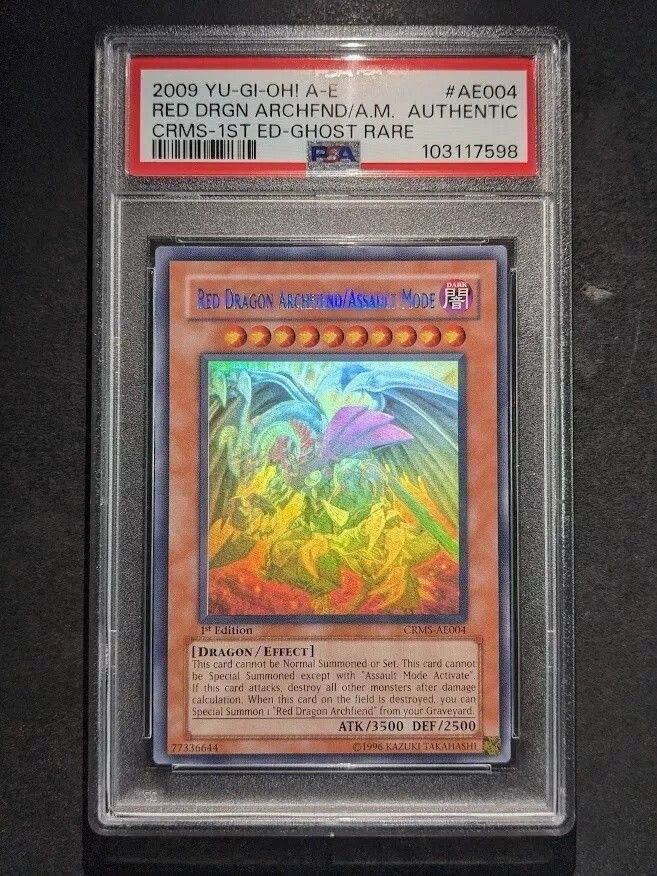 YuGiOh RED DRAGON ARCHFIEND 1st Ed Ghost Rare Asian English CRMS-AE004 PSA Auth