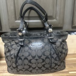 Coach Black and Grey Signature Purse and Wallet Set