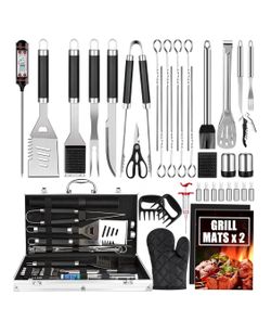 38Pcs Stainless Steel Grill Tools Grilling Accessories with Aluminum Case