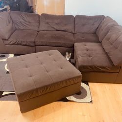 Five Piece Sectional Sofa Couch Ottoman 