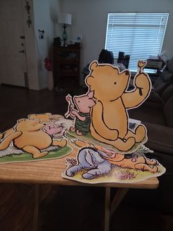 Winnie Pooh Party Baby Shower Birthday Center Pieces Cups Napkins Plates Blue Forks And Knifes 
