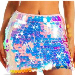 Zoestar Sparkly Sequin Mini Skirt