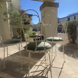 Vintage Wrought Iron Patio Bistro Set – Table & 4 Chairs