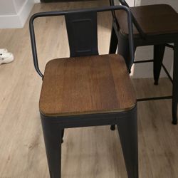 Solid Wood And Steel Bar Stools