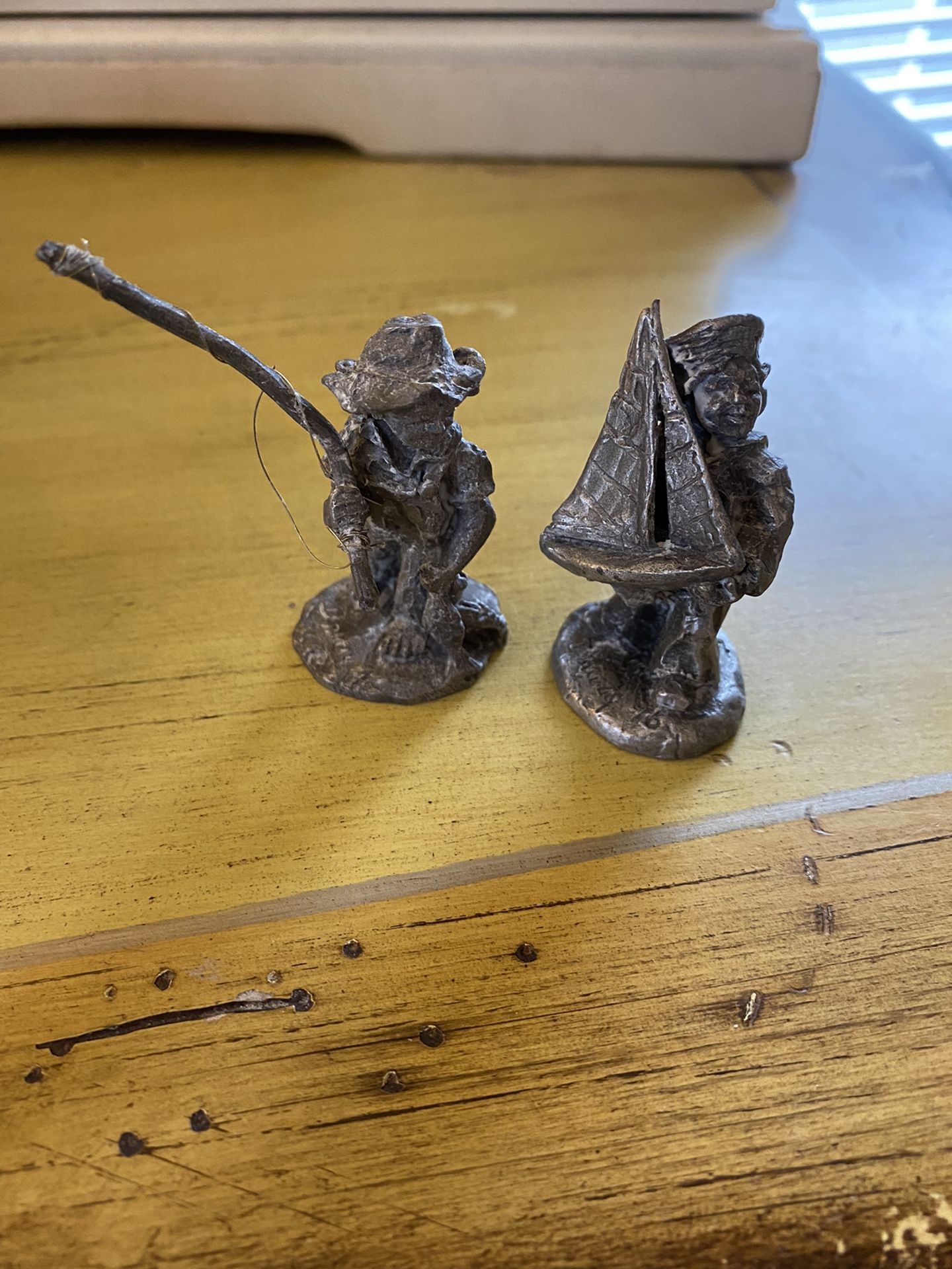 Two Vintage Pewter Miniature Figurines 