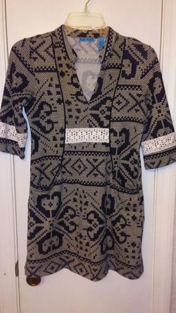 CUTE TUNIC TOP BLUE PLATE Large!!
