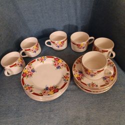 Bountiful Tabletops Unlimited Set Of 6 Cups, Saucers, and Salad Plates 