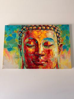 Vibrant Textured Buddha Canvas Art — Statement Piece