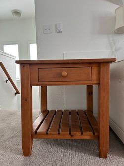 wood end table with drawer and shelf
