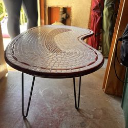 Mosaic Coffee Table (kidney shape with hairpin legs)
