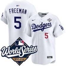 LOS ANGELES DODGERS FREDDIE FREEMAN STITCHED JERSEY W/2025 WORLD SERIES PATCH SMALL UP TO 6XL