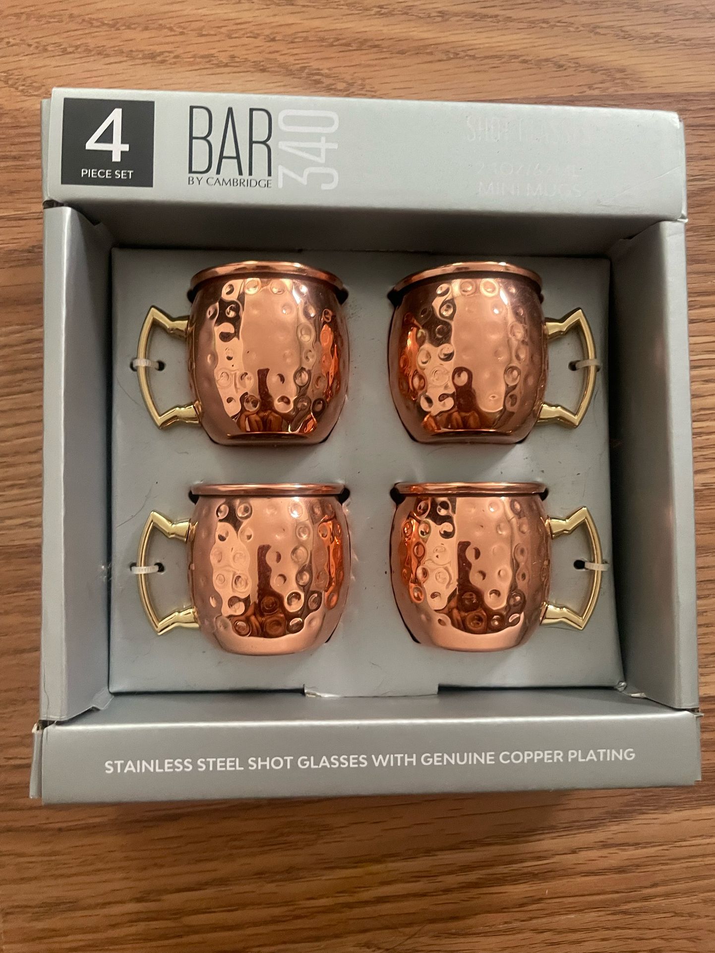 Copper Shot Glass Set with Gold Handles