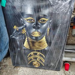 Large 48" x 36" Modern Black & Gold African Beauty Canvas – Micry Studio Art