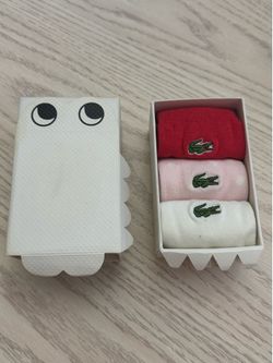 Lacoste Baby Socks 3 pc Set, Red, Pink polka dot, White Pairs