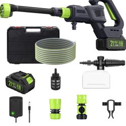 Cordless Pressure Washer, 970PSI Portable Power Washer with Rechargeable 4.0Ah Battery 6-in-1 Nozzle, 3 Speed Adjustment LCD Touch Screen, Handheld Hi